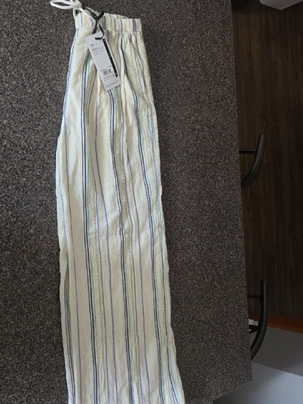Calia Wide-Leg Striped Linen Pants - Cream Stripe - Picture 3 of 4